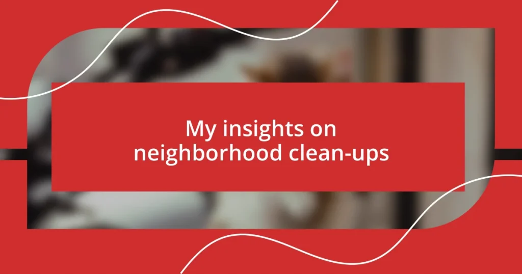 My insights on neighborhood clean-ups