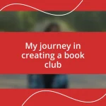 My journey in creating a book club