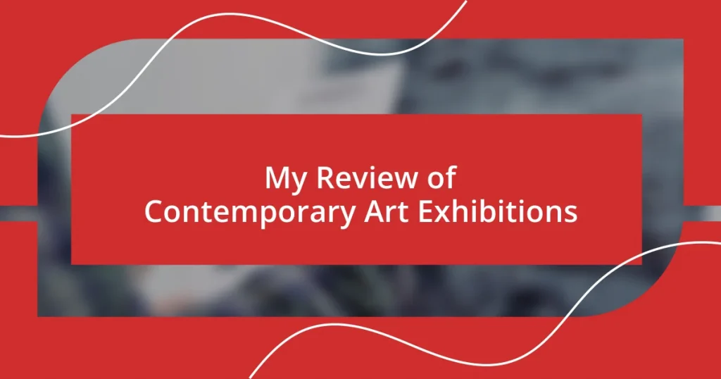 My Review of Contemporary Art Exhibitions